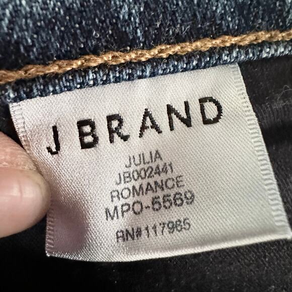 J Brand Julia High Rise Frayed Hem Crop Flare Ankle Denim Jeans in Romance 31 - Picture 12 of 14
